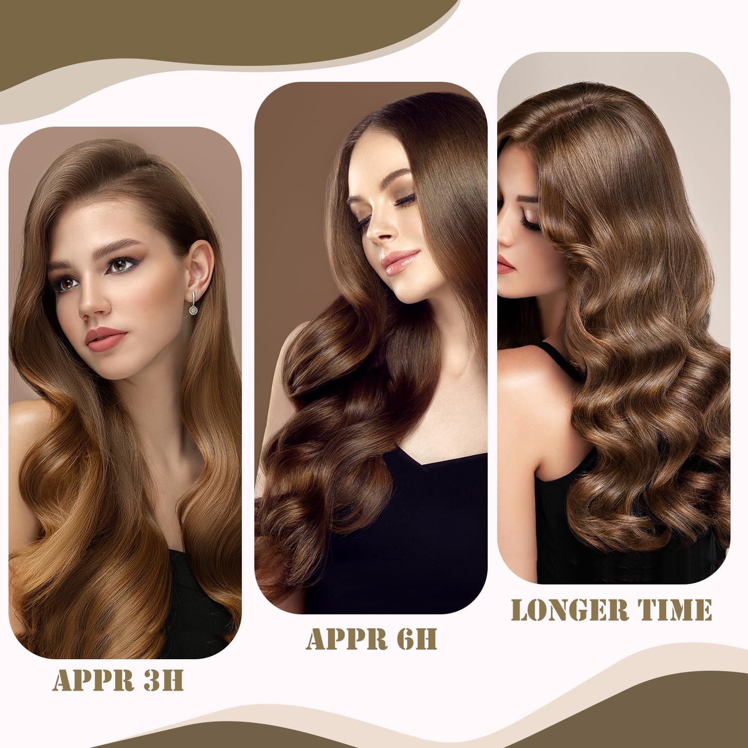 4Pcs Hair Curlers, Heat-Free Rollers with Square Head Wrap, No Heat Overnight Curls for Long Hair (Brown) - Image 4