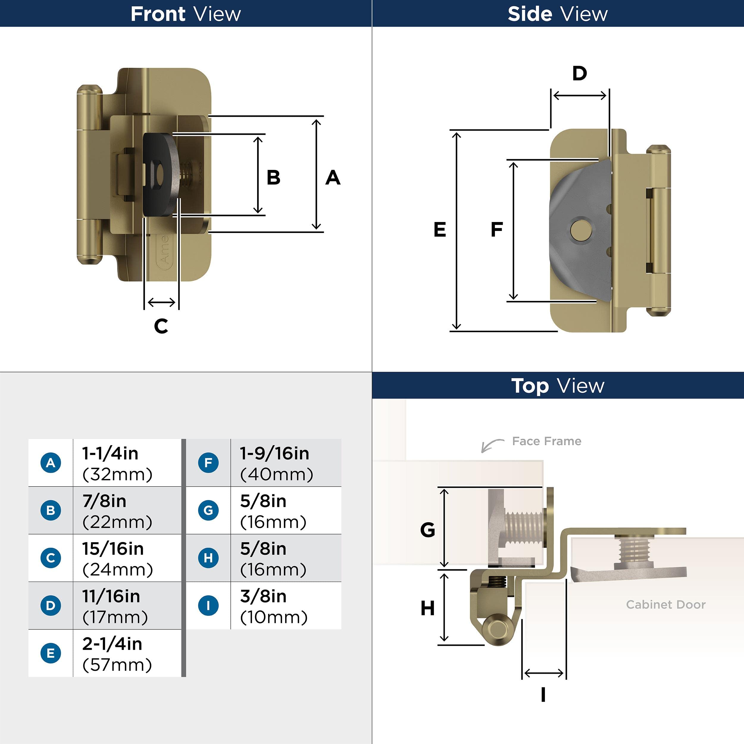 Amerock BPR8700BBZ Hinge, Golden Champagne, 3/8 in. (10 mm) Inset - Image 4