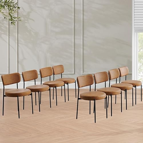 Miniatura 11 de Juego de 6 sillas de comedor de color gris jaspeado claro, sillas de comedor modernas con asiento acolchado y patas de metal resistentes, silla de
