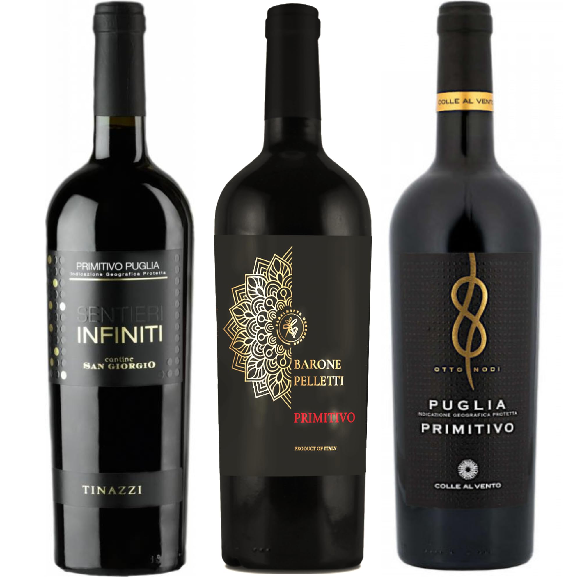 3 er Probierpaket Primitivo | 3 Flaschen Rotwein aus Apulien, Italien | Weinprobe-Set | 3 x 0,75l