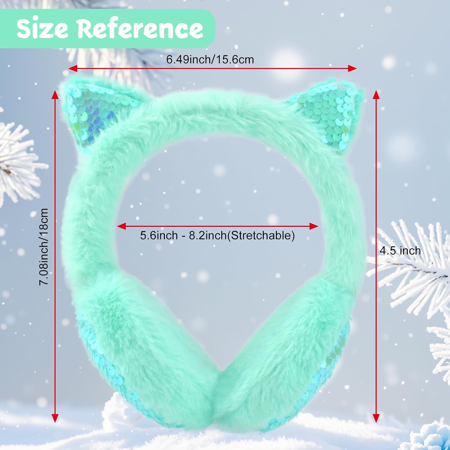 Winter Ear Muffs Gloves Set for Kids with Adjustable Sequins Shiny Fluffy Warm Earmuffs for Kids Outdoor Cold Weather