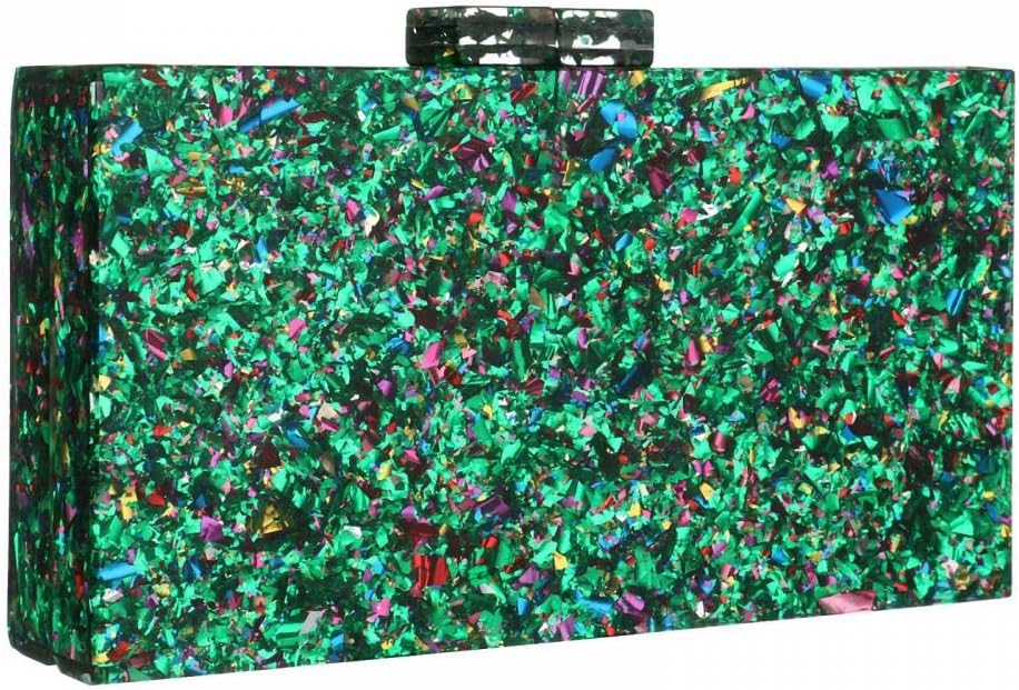 Gets Acrylic Purses and Handbags for Women Multicolor Perspex Geometric Patterns Box Clutch Banquet Evening Crossbody Handbag