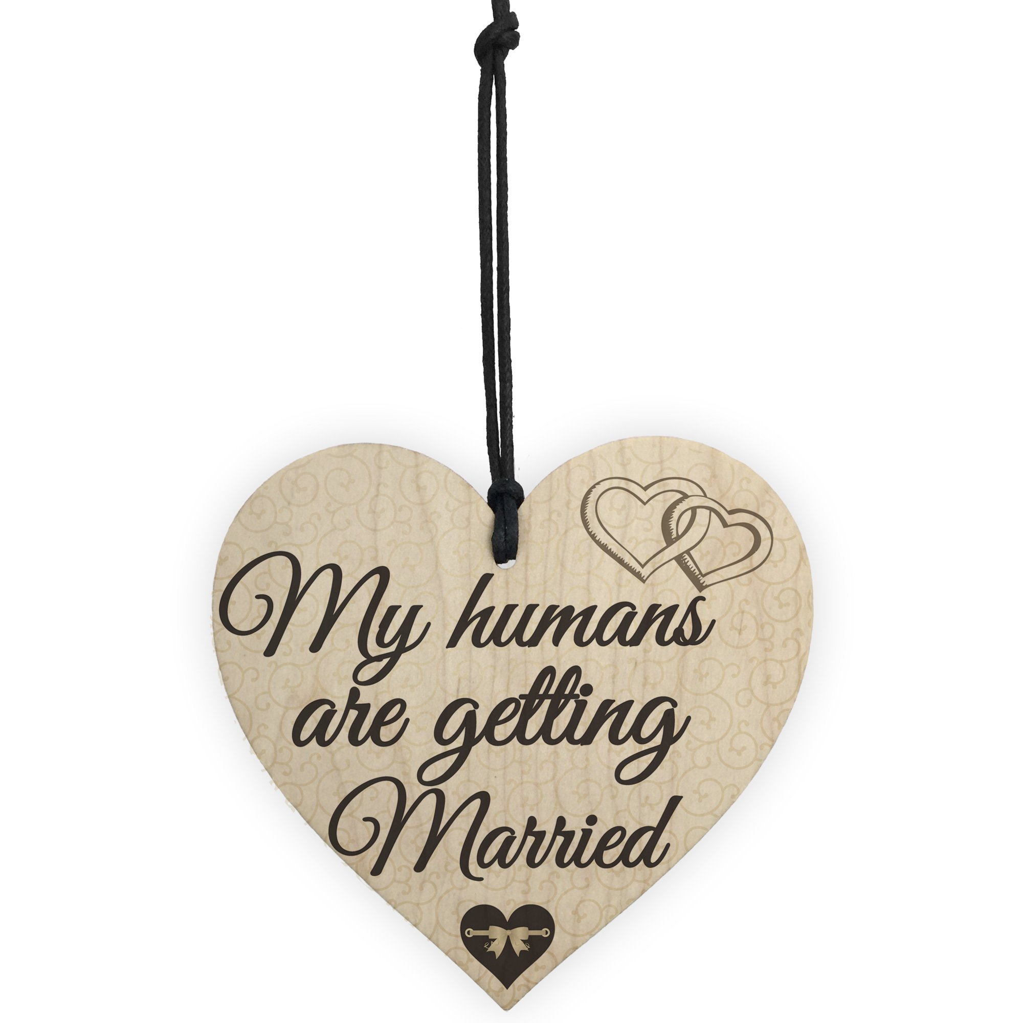 Red Ocean Humans Getting Married Dog Engagement Wedding Hanging Plaque Bride Gift Sign