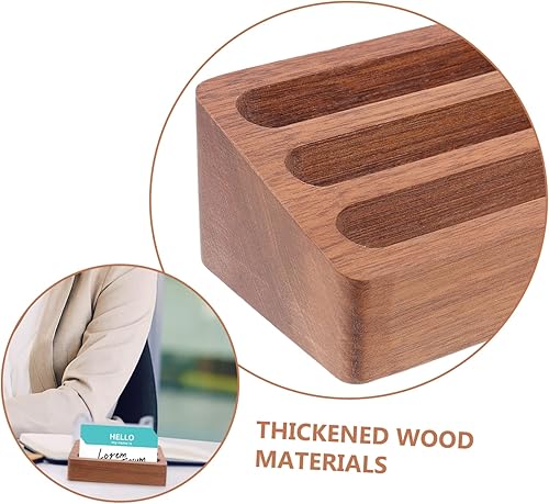 Miniatura 3 de STOBAZA Soporte de exhibición de tarjetas de madera Soporte de letrero Caja de tarjetas de visita Organizador de escritorio