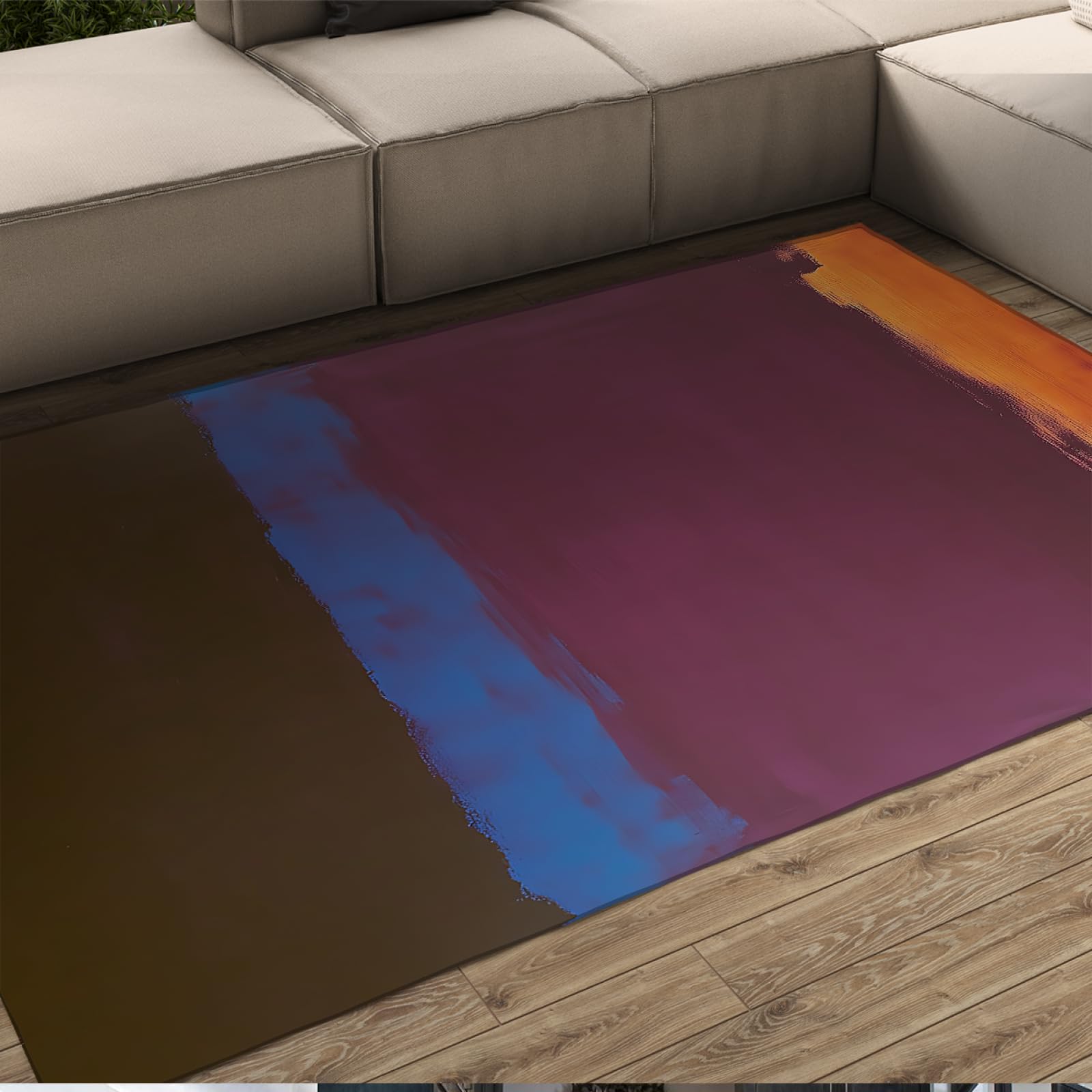 Tapis lavable 180x210 cm multicolore antidérapant imprimé