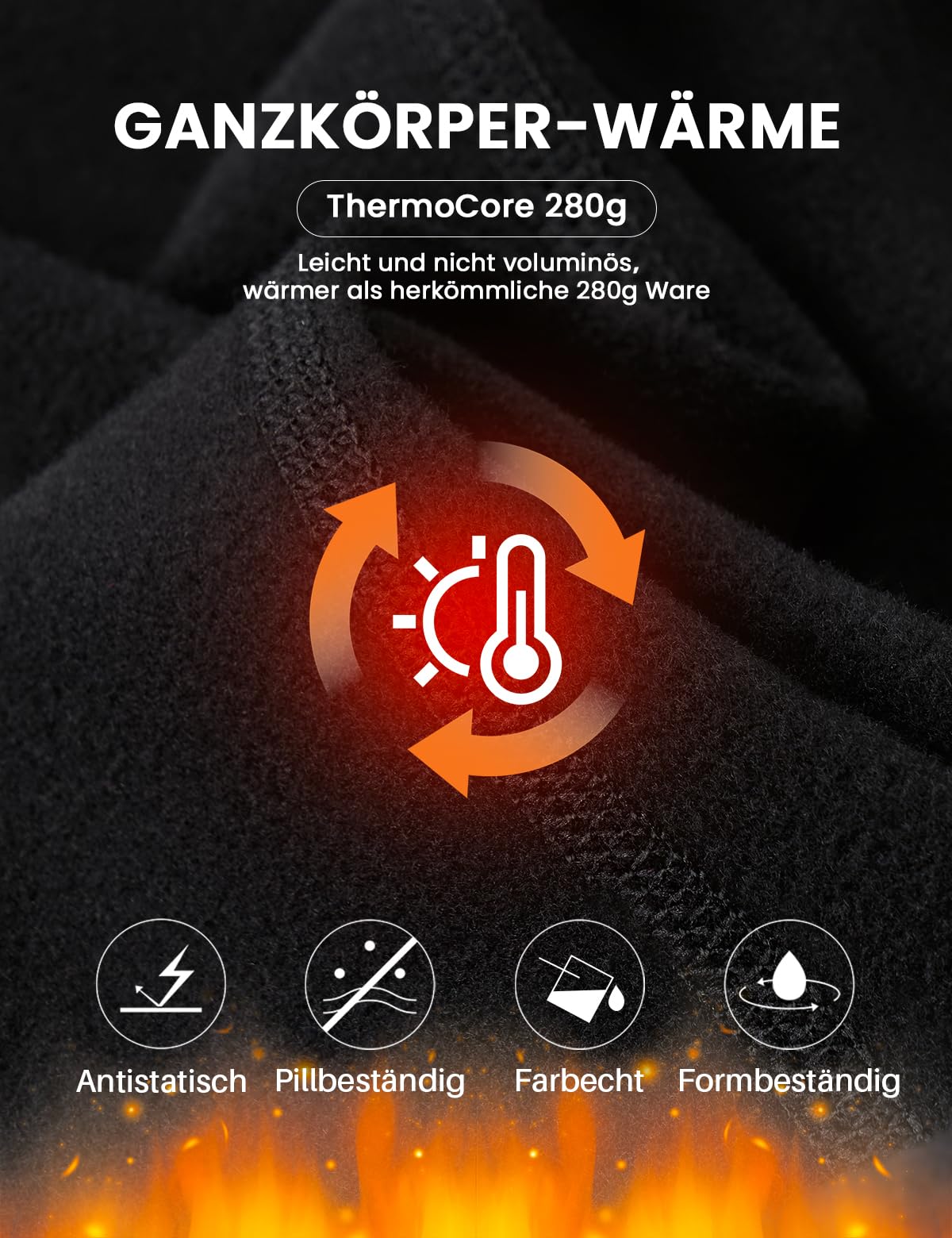 Thermounterwäsche Herren, Winter Skiunterwäsche mit Innenfleece Funktionsunterwäsche Set für Winter -10℃~0℃ Pendeln & Sportarten