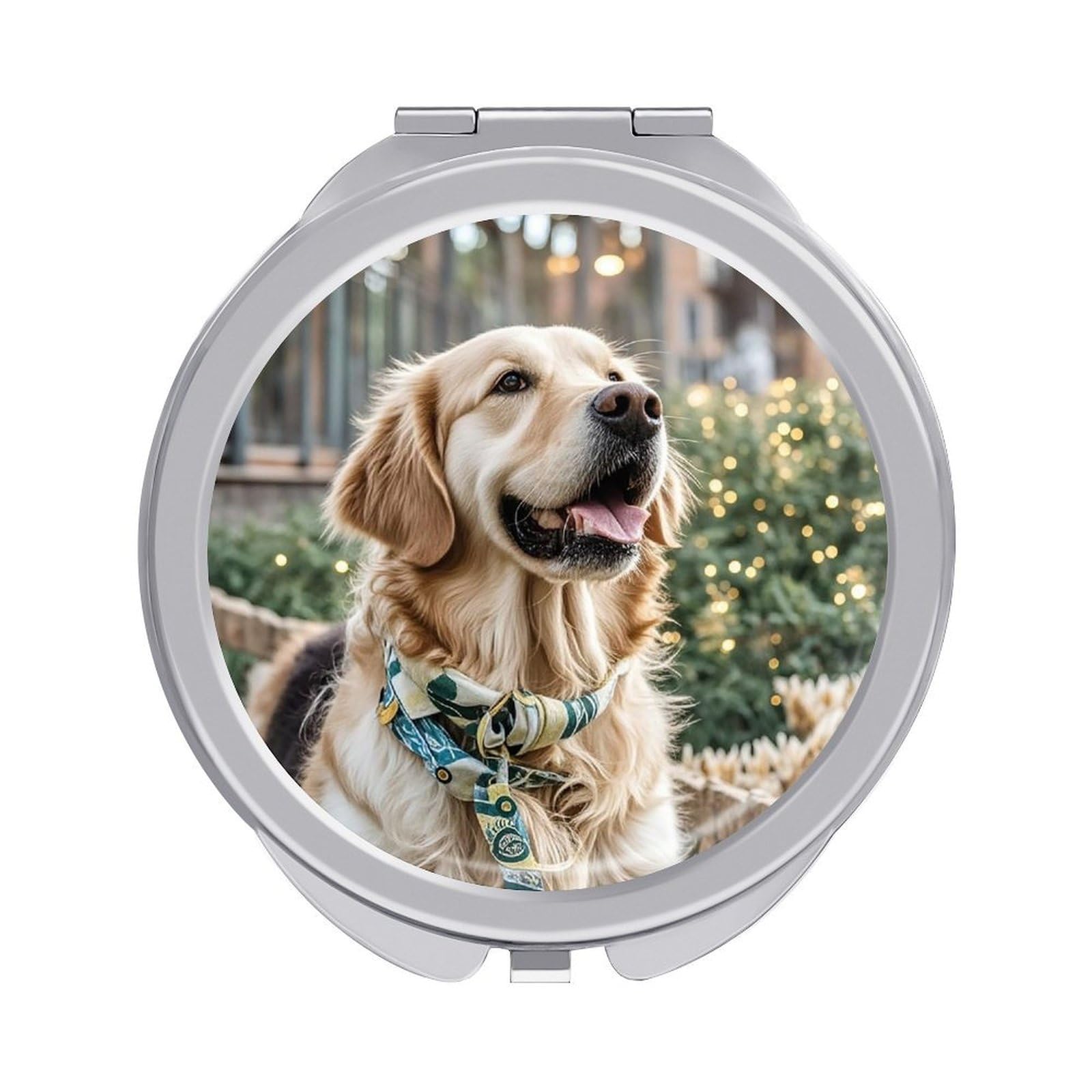 FekiLoot Golden Retriever Dog Compact Mirror for Purse Portable Travel Makeup Mirrors Metal Magnifying Pocket Mirror Double Sided Small Handheld Mirrors for Women Travel Essentials