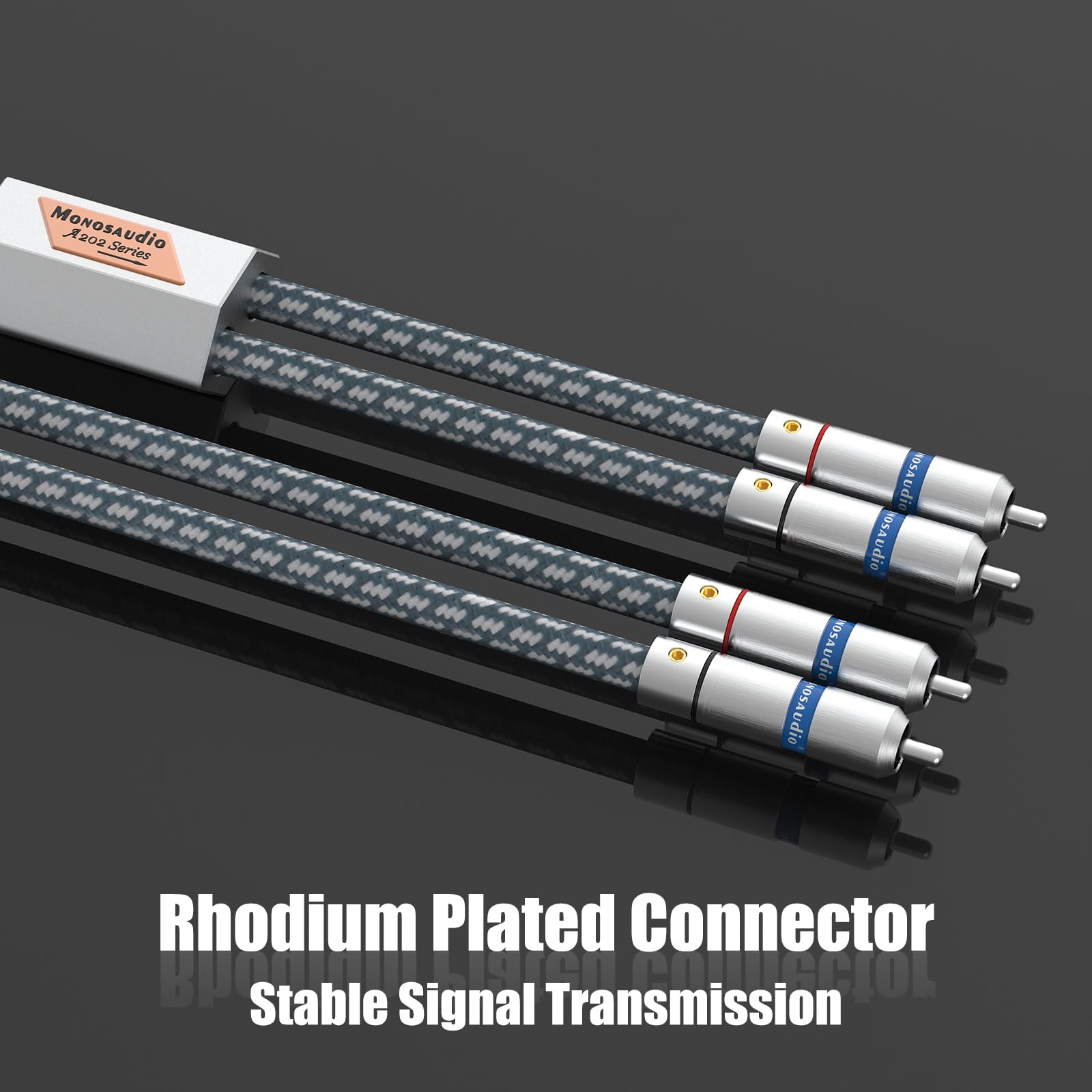 Monosaudio Par de cables RCA para audiófilos de 17 AWG, 5 N, OFC, color rojo, cobre puro, chapado en rodio, cable de señal de audio, cable de micrófono con divisor para cine en casa, HDTV,