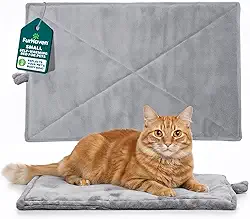 Furhaven Cama térmica ThermaNAP para gatos internos e cães pequenos, lavável e reflete o calor corporal - tapete refletivo de pele sintética acolchoado - cinza, pequeno