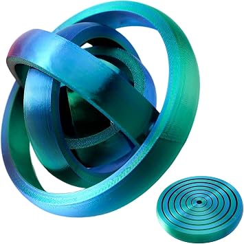 3D Printed Fidget Toy for Adults & Kids - Steampunk Interstellar Sphere with 360  Rotation, Stress Relief Desk Toy, PLA Spiral Galaxy Spinner 9.5cm for Office & Home Use Green