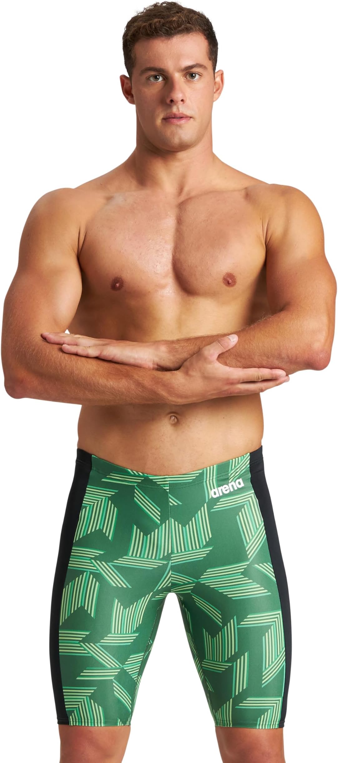 ARENA Puzzled Athletic Swim Jammers for Men Competitive Racing, Training, Quick Dry, Compression, Chlorine Resistant Swimsuit