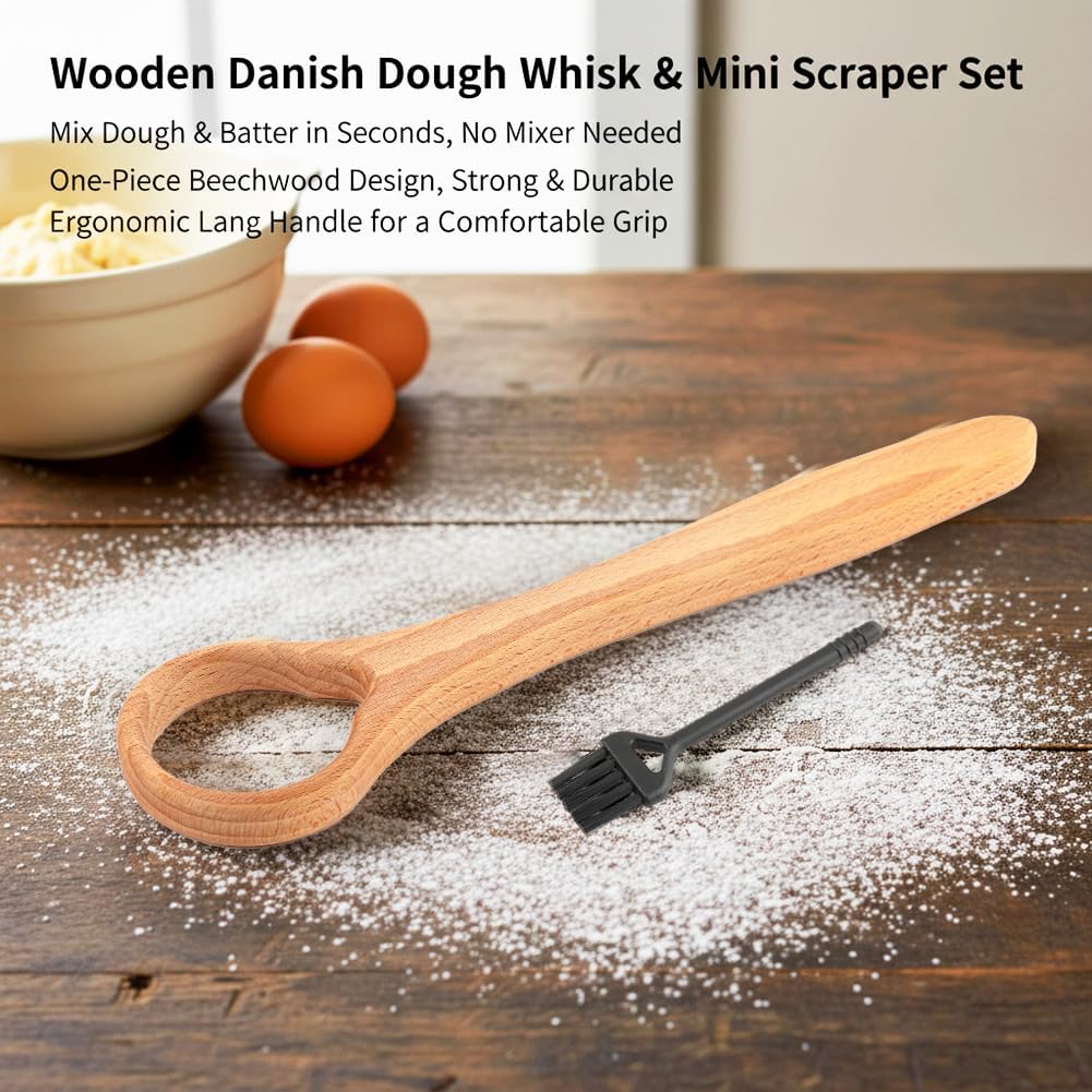 13‑Inch Danish Dough Whisk for Sourdough Bread, Sourdough Mixing Tool