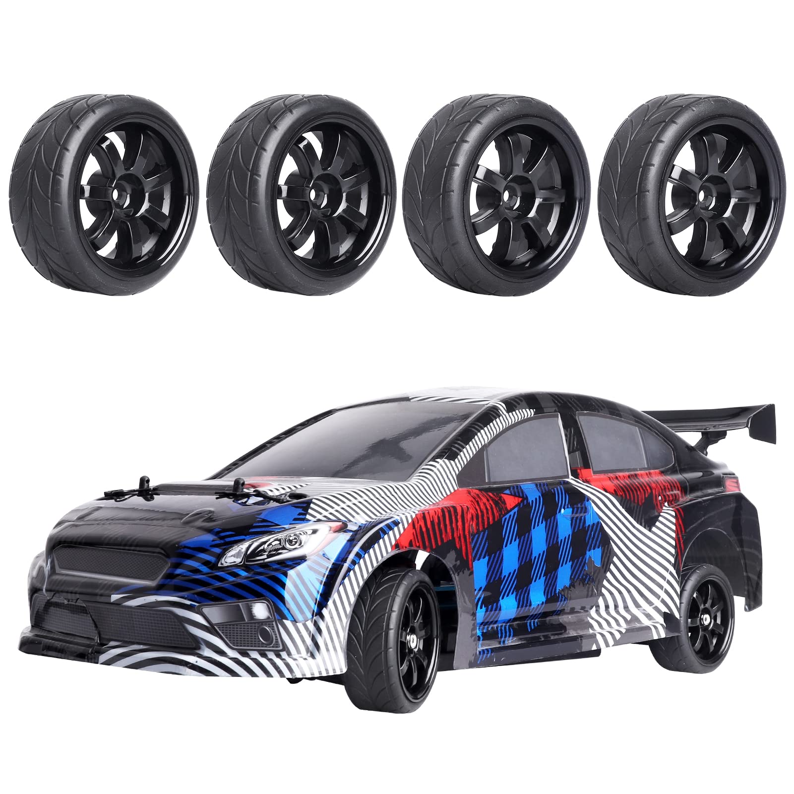 DOFABI 4 Stück 26 mm Gummi-RC-Reifen, Felgen, Hex 12, 1 DOFABI 4 Stück 26 mm Gummi-RC-Reifen, Felgen, Hex 12, 1