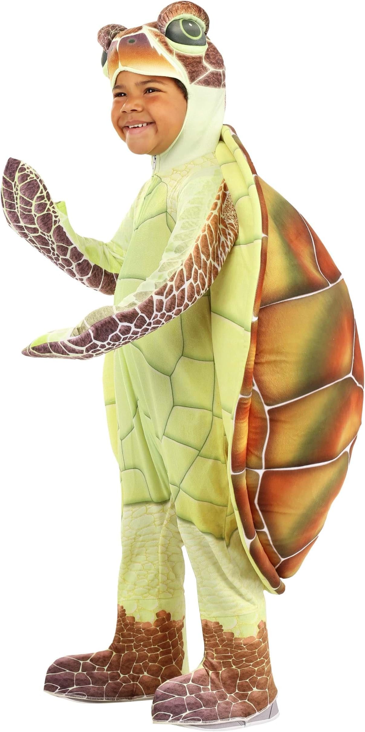 Sea Turtle Costume for Toddlers, Hooded Ocean Creature Halloween Jumpsuit