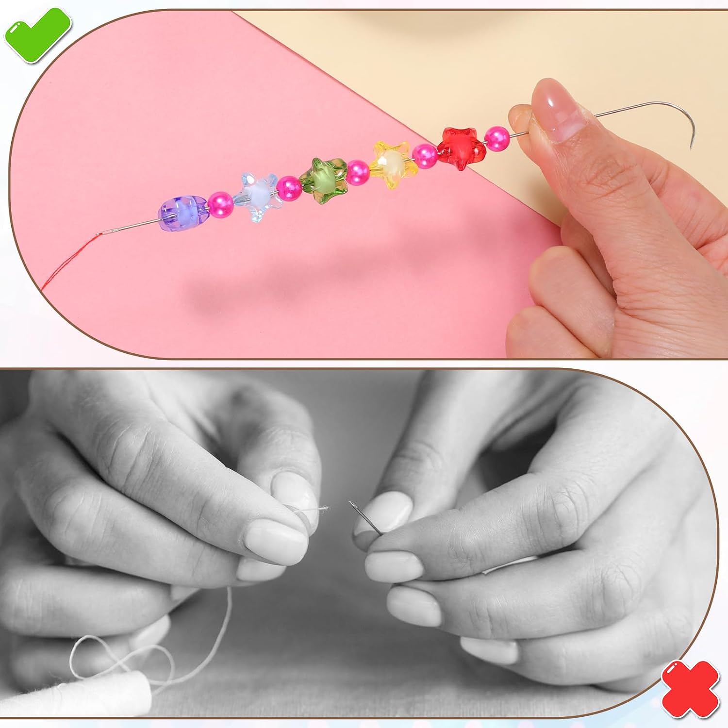 6 PCS Beading Needles, Clip-Style Beads Needles Curved Bead Spinner Needle 6.7 Inch Bead Threader Needle Tools for Beaded Bracelets Jewelry Making