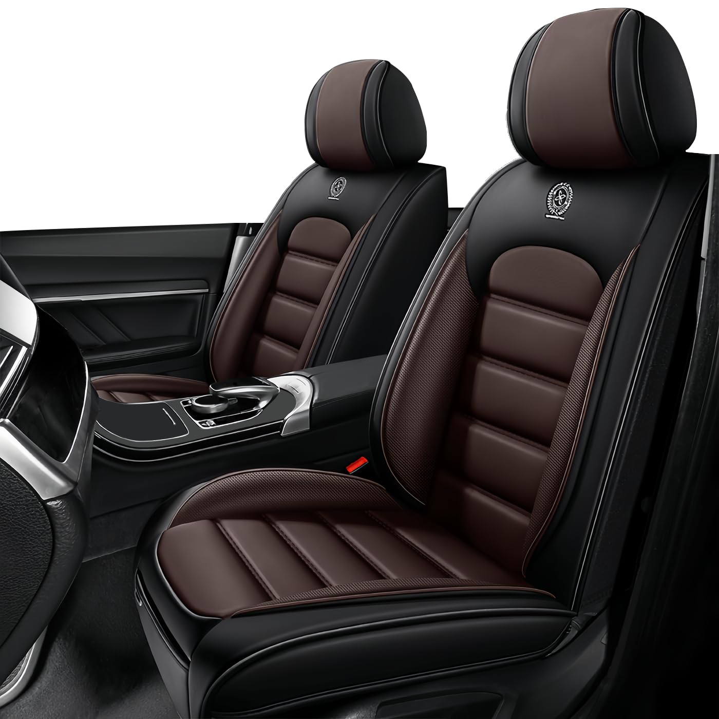 CCYCZX Car Seat Covers for Mercedes-Benz Sprinter 2017-2025,2 Car Leather Protection，Waterproof Anti-Slip for Ultimate Comfort & Style（Black Coffee