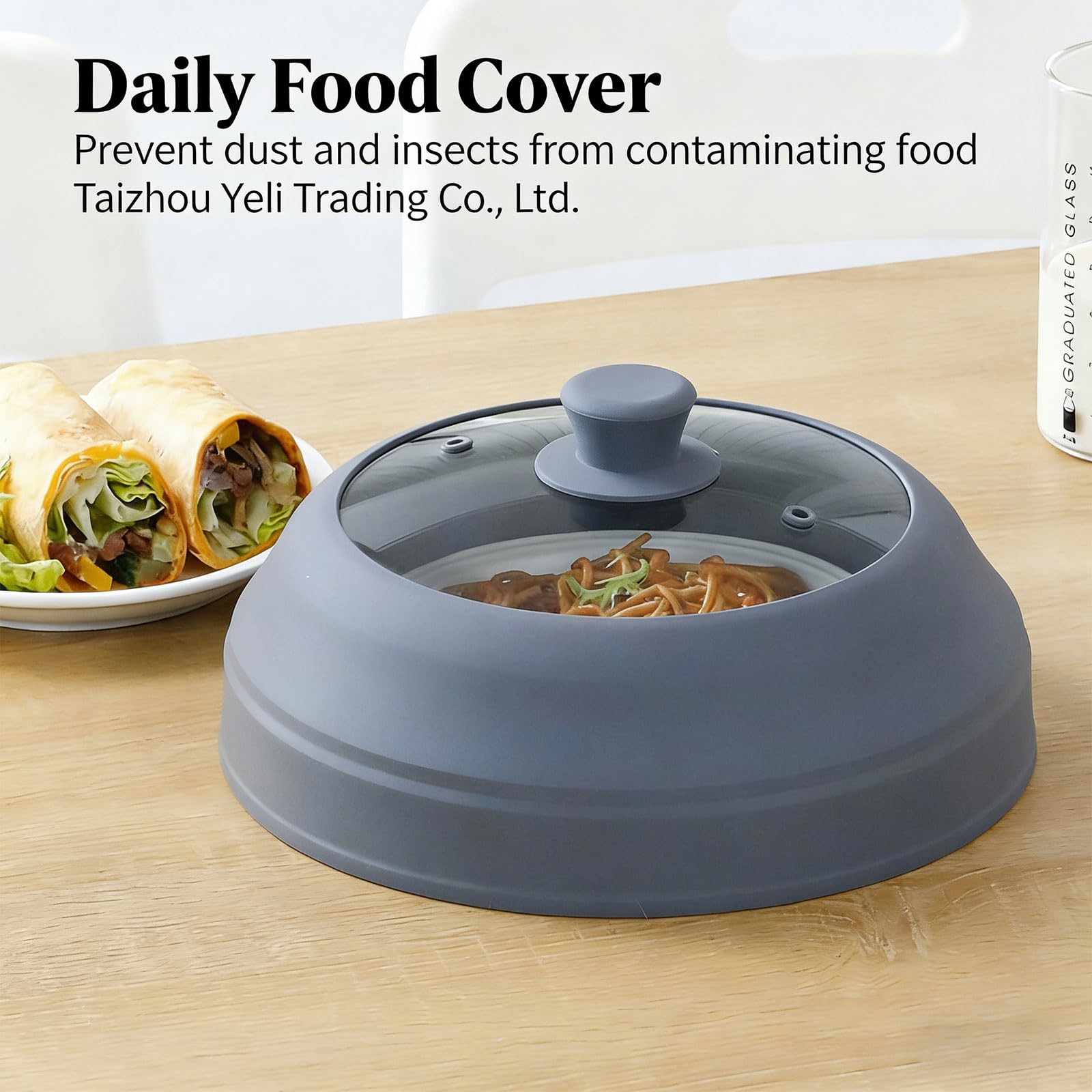 Copertura per schizzi di microonde con manico in silicone e design pieghevole per una facile conservazione e pulizia, 27 cm, grigio per cucina essenziale per microonde
