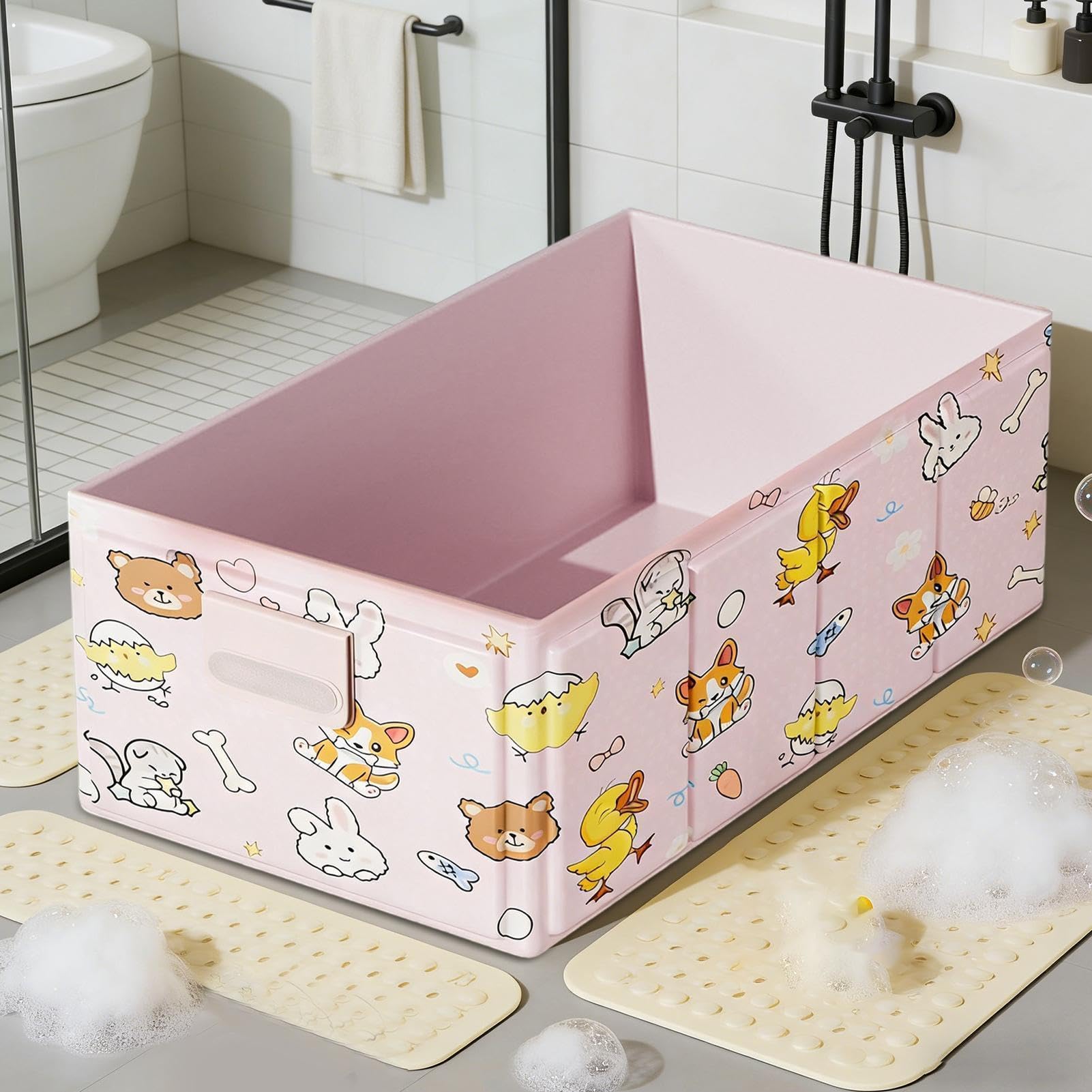 Vasca da bagno portatile Vasca con Tappo di Scarico | Compatta e Facile da Riporre per Viaggi, Camper, Terrazzo, Uso Esterno e Balcone