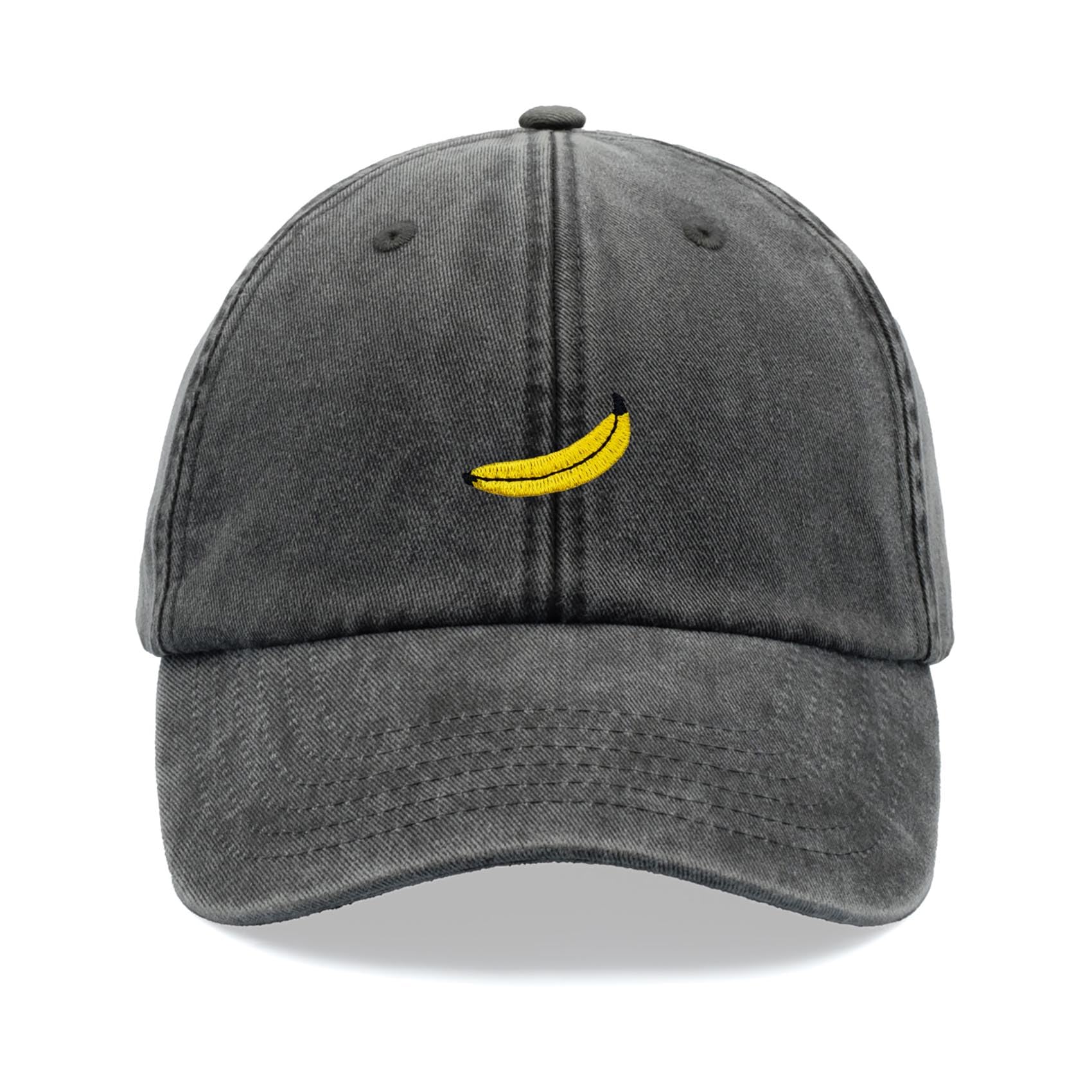 Banana Baseball Cap Vintage Washed Unisex Dad Hat Low Profile Adjustable Black