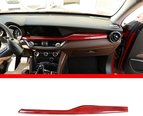 YIWANG 100% rojo de fibra de carbono real tablero de instrumentos decoración panel Trim para Alfa Romeo Stelvio 2017 2018 2019 mano izquierda coche