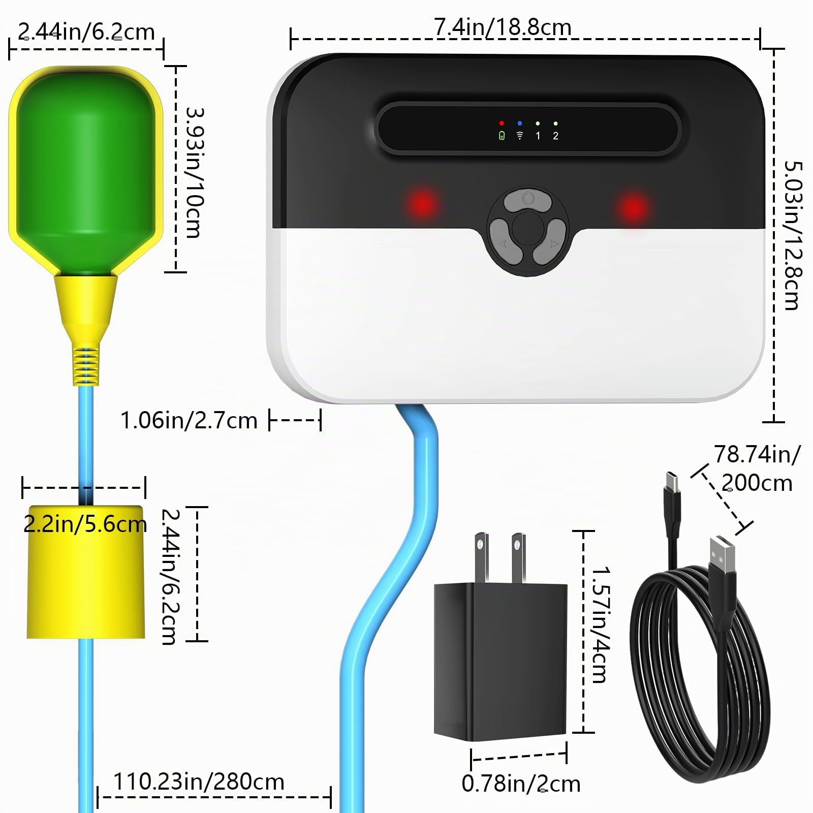 LUCKYDUO Z7PRO Alarma WiFi Bomba Sumergible, Respaldo, Alta/Baja,110dB