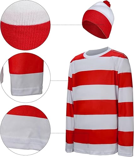 Miniatura 5 de Camisa de manga larga a rayas rojas y blancas para niños y niñas, disfraz de Halloween, cosplay, sudadera