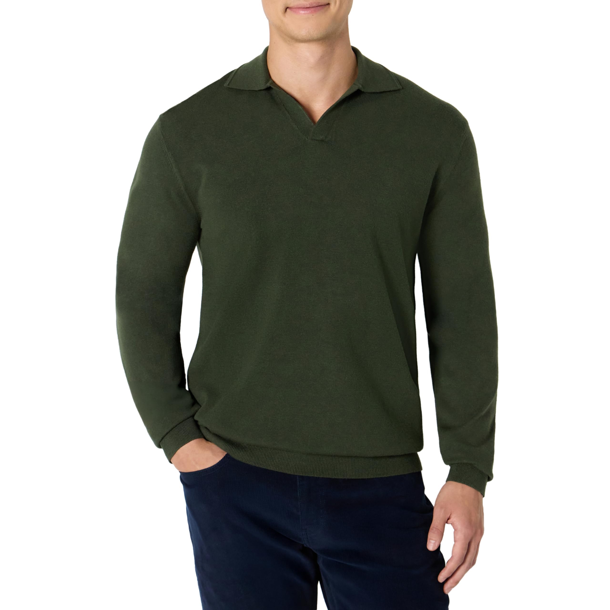 Amazon Essentials Herren Langarm-Polopullover aus Strick, Regular Fit