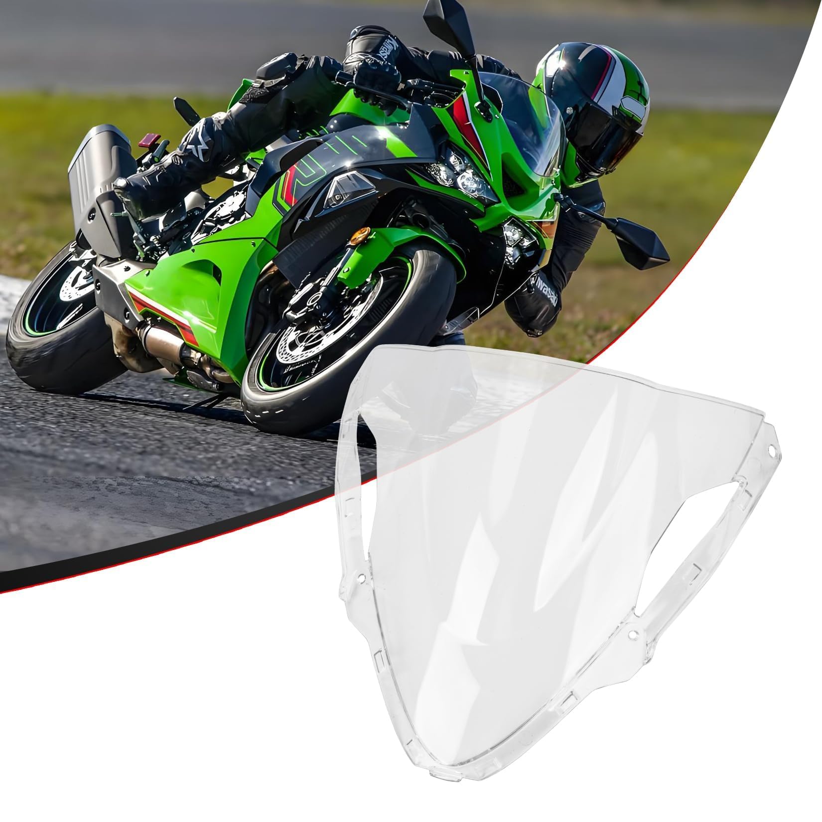 PSLER Motorcycle Windshield Windscreen for ZX6R 2024 2025 2026 Clear