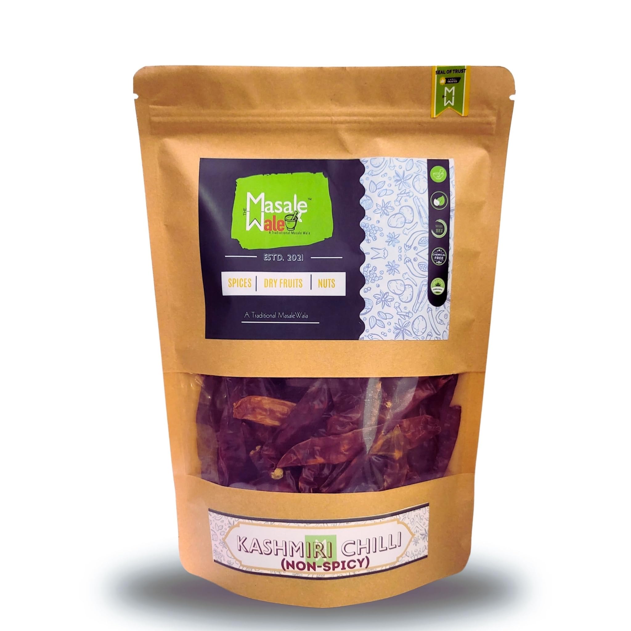 The Masalewales Kashmiri Red Chilli Whole | Kashmiri Mirch | Without Stem | Non-Spicy Only Colour | Bright Red Colour | (Image Is For Reference Purpose, Actual Quality Depend On Availibility) (200) (B0CGVNVTCG) Amazon Price History, Amazon Price Tracker