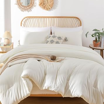 20% off: ROSGONIA King Size Comforter Set Ivory, 3pcs (1 Boho Comforter & 2 Pillowcases) All Season …
