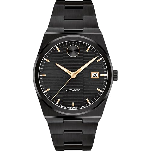 Movado Men's Bold Quest Swiss Automatic Ionic Plated Black Steel Watch, 39mm, Gift for Him