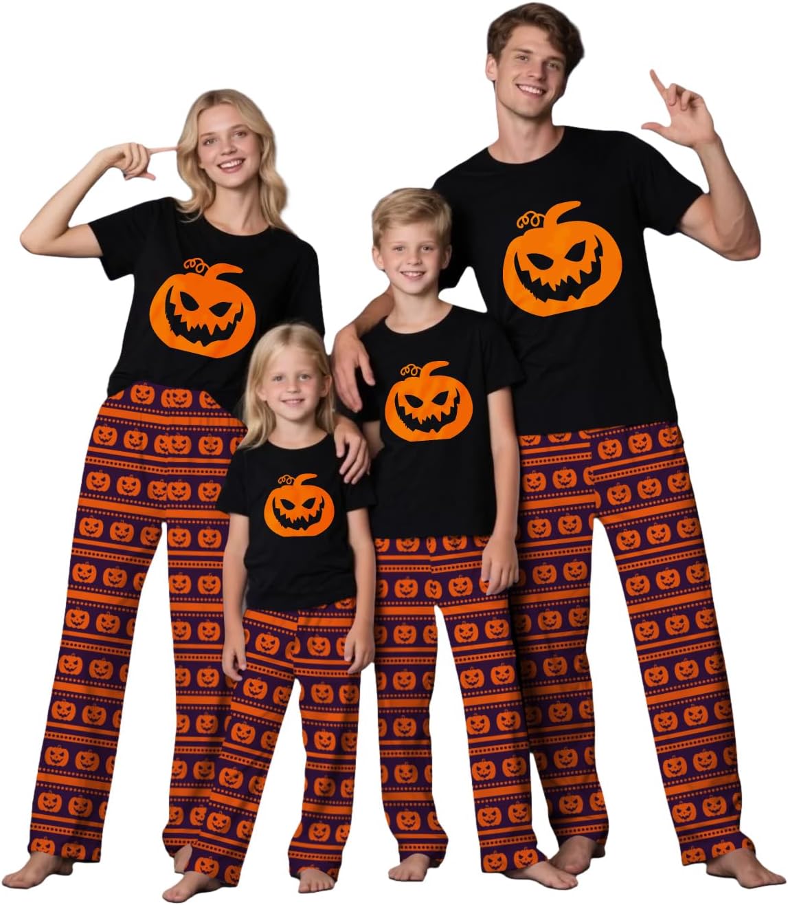 TEERAPHIQUE 2Pcs Halloween Pajamas for Family,Holiday PJS Matching Sets,Jammies for Couples,T-Shirt and Pants (Men)