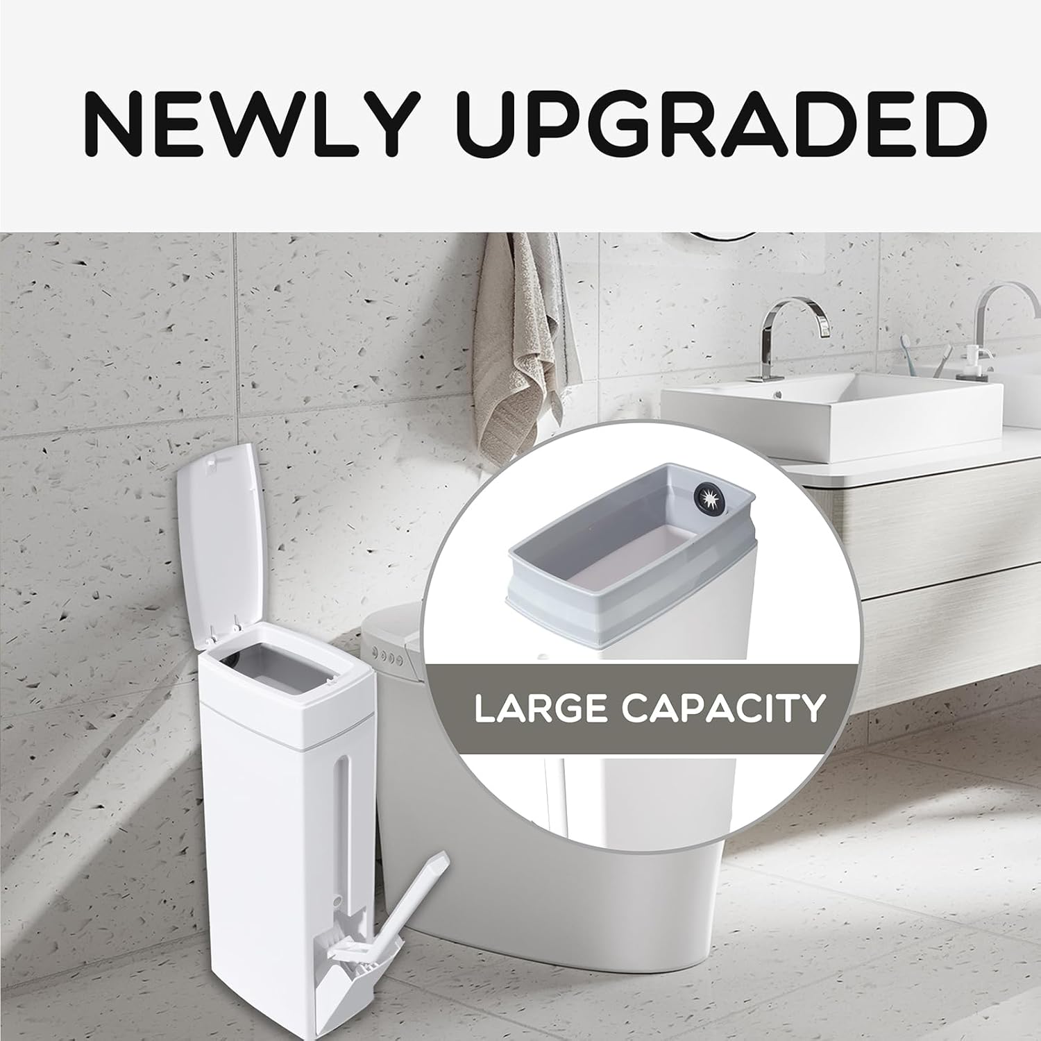 Bathroom Trash Can Narrow Wastebasket With Toilet Brush 4.5L Garbage Bin Garbage Bag Press Locking Lid For Kitchen Kitchen Bucket