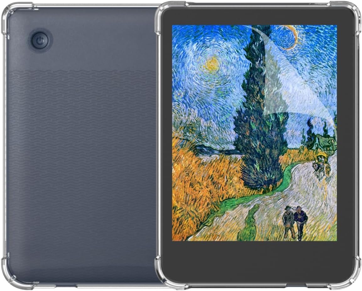Clear Case and Screen Protector for Kobo Clara Colour/BW/Clara Color/Clara 2E Rakuten Ereader 6 Inch Reader Accessories, TPU Back Cover Soft with Thin Slim Anti Glare Matte Screen Guard