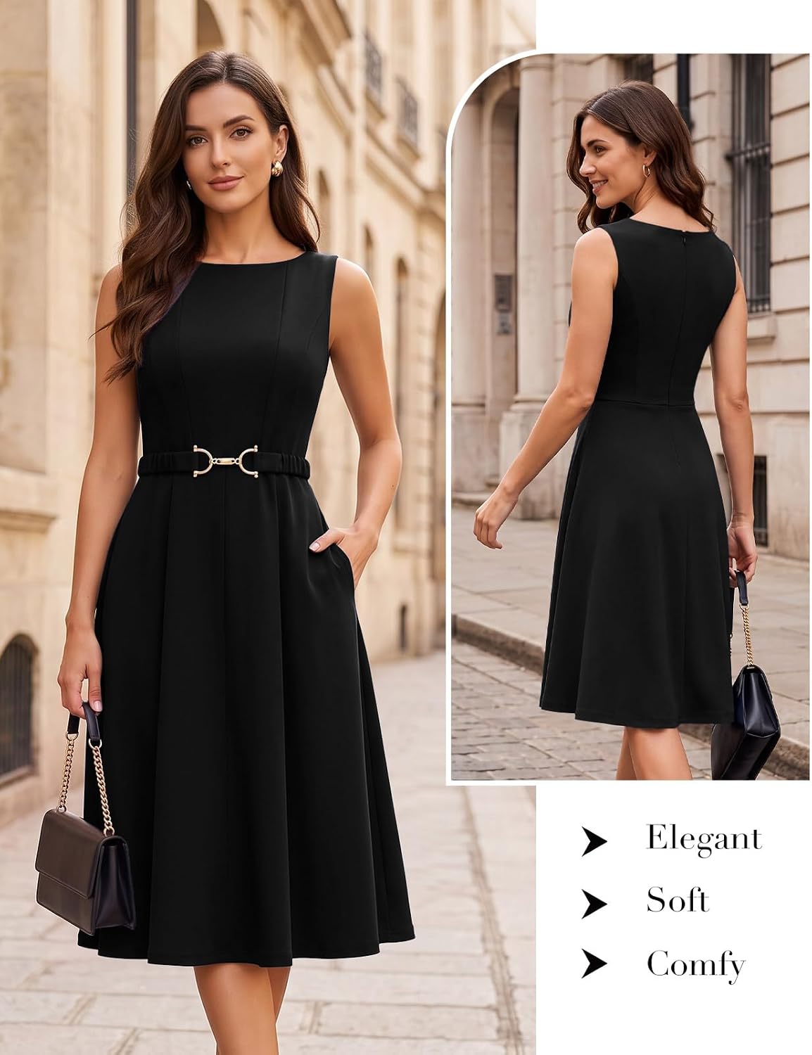 Bbonlinedress Womens Sleeveless Cocktail Wedding Guest A Line Midi Dress image 5