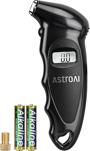 Miniatura 16 de AstroAI Medidor digital de presión de neumáticos con batería AAA reemplazable, 150 PSI, 4 ajustes, rellenos de calcetines para automóvil, camión