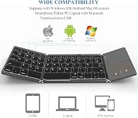 seenda Összehajtható Bluetooth Billentyűzet Érintőpaddal - 2 az 1-ben (Bluetooth + USB) Újratölthető AZERTY Hordozható Billentyűzet PC/Table 5