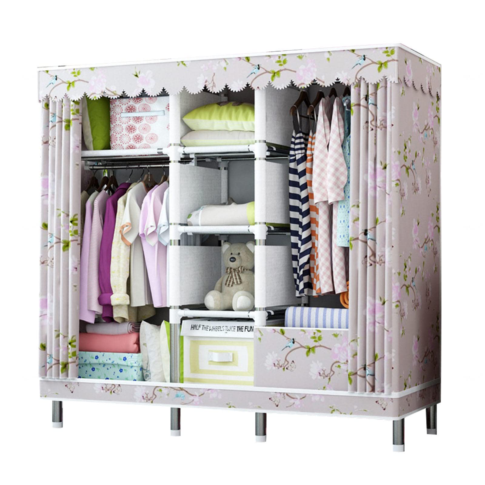 Armoire penderie portable en tissu de dimensions XXL 160x45x172 cm