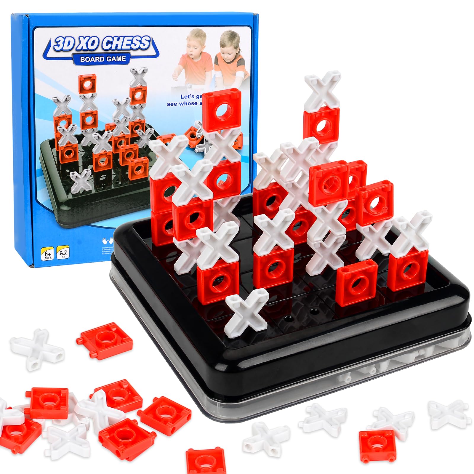 Yizemay 3D Tic Tac Toe Game, X and O Tic Tac Toe Game, 2 Player Board Games, Interactive Table Games, Portable Family Board Games, Indoor Outdoor Toys
