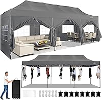 Vista 59 de COBIZI toldo emergente de 10x20 pies, resistente, con 6 paredes laterales, fácil de montar, para eventos comerciales al aire libre, 100%