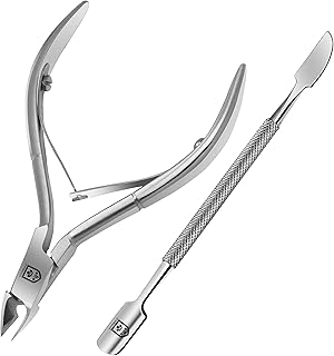 SENBACH Cuticle Trimmer with Cuticle Pusher, Cuticle Remover Cuticle Nipper Professional Stainless Steel Cuticle Cutter Clipper Durable Pedicure Manicure Tools for Fingernails and Toenails (Silver)