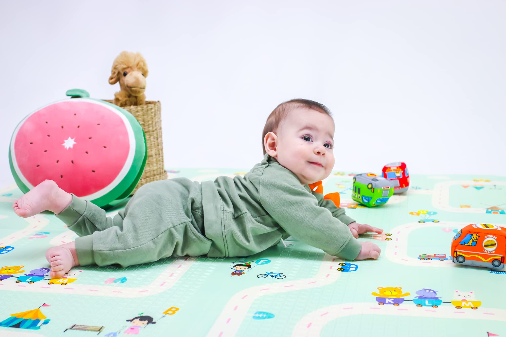 Spielmatte für Babys, faltbar, rutschfest, extra groß, wendbar, wasserdicht, tragbar, doppelseitig.