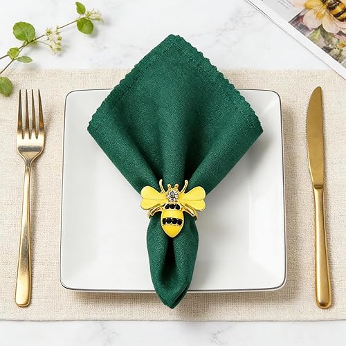 Miniatura 5 de Juego de 8 servilleteros de flores, servilleteros de abeja, girasol, servilleteros florales amarillos para decoración de bodas de verano, hebillas