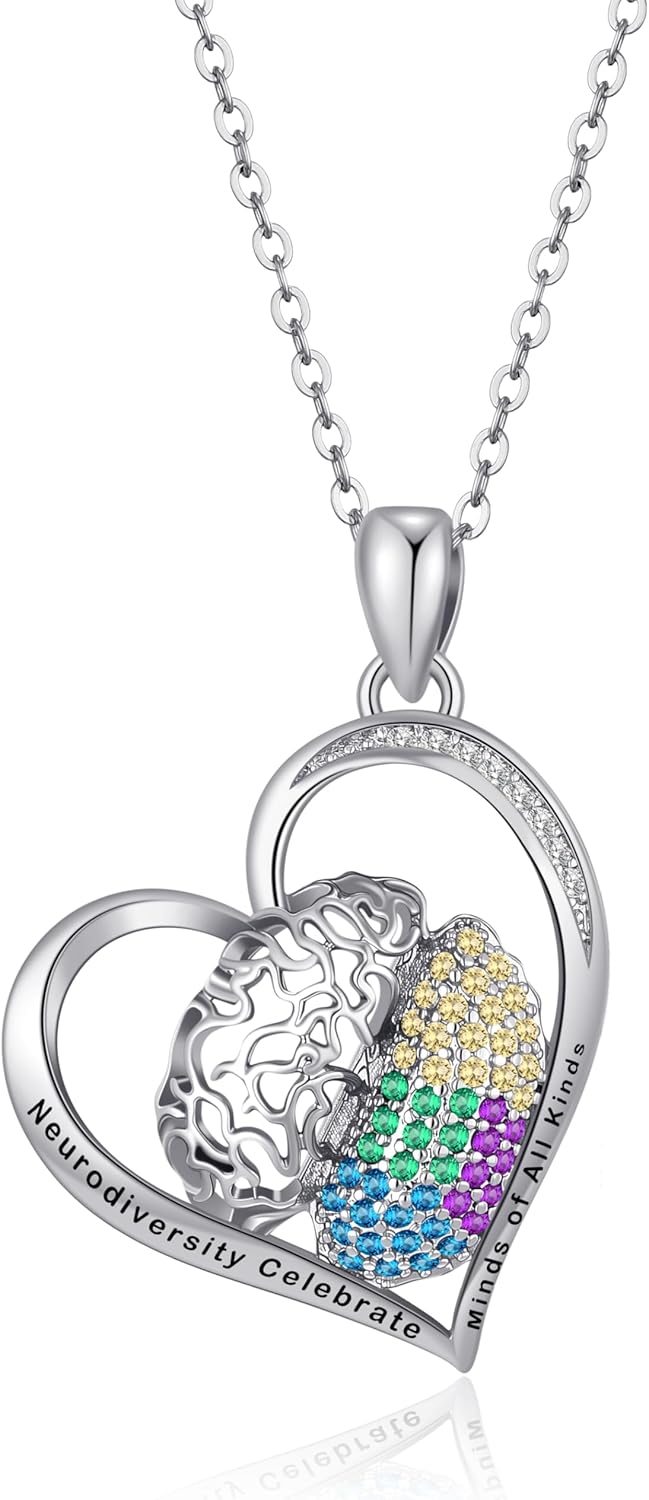 Autism Awareness Necklace ASD Puzzle Piece Heart Pendant Autism Jewelry Gifts for Women Teacher Mom