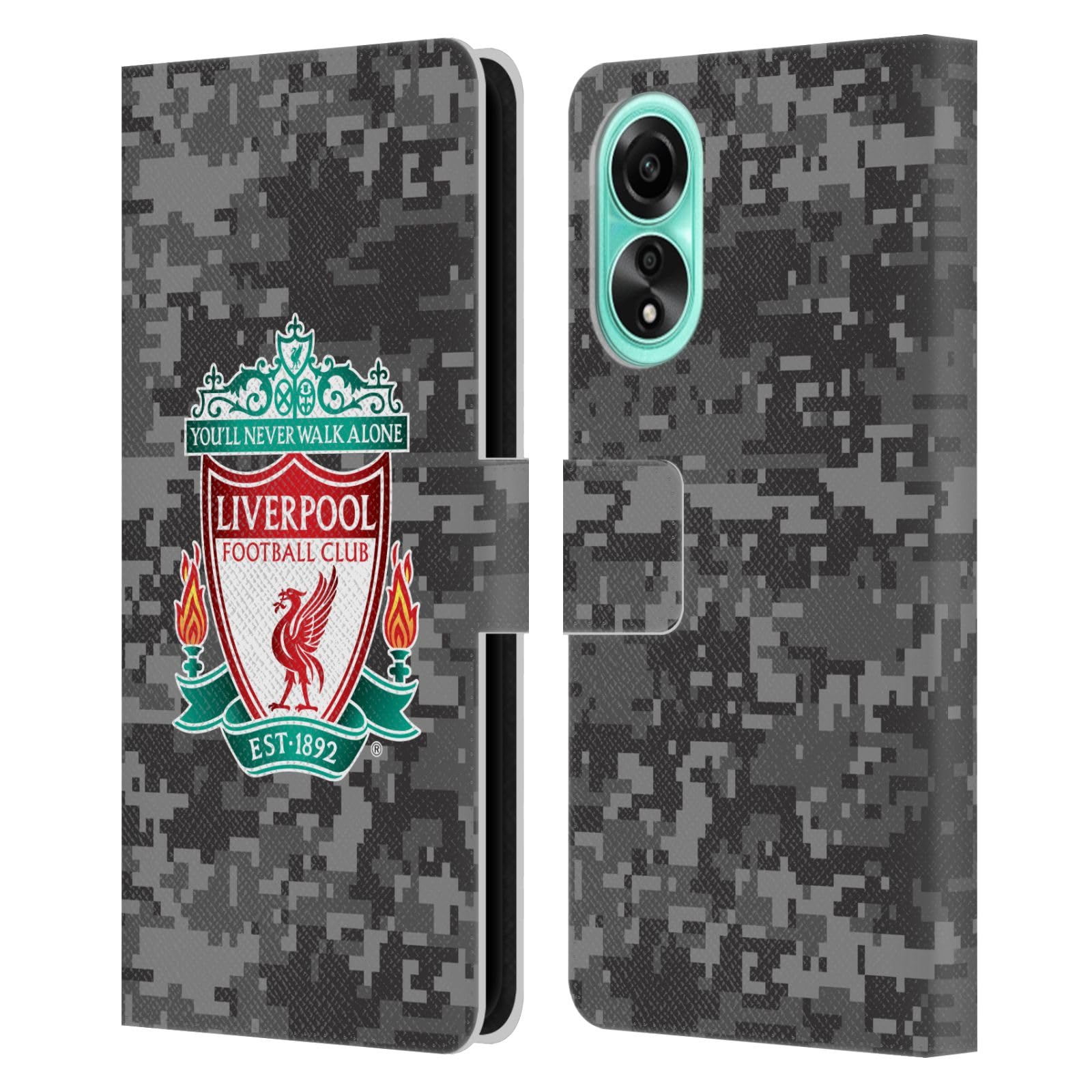 Head Case Designs Officially Licensed Liverpool Football Club Away Colours Crest Digital Camouflage Leather Wallet Case Compatible With Oppo A78 4G
