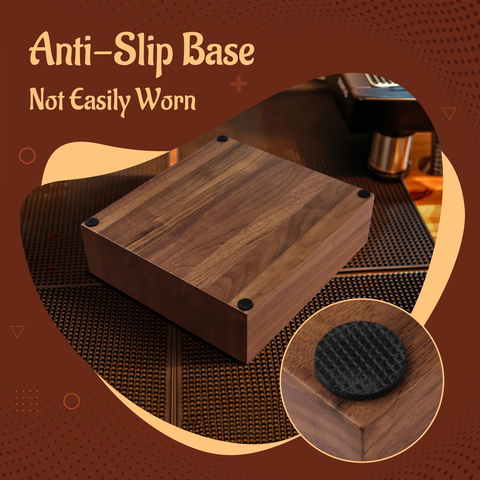 Espresso Knock Box and Tamp Station – Organiseur de tamping Espressos, boîtes de rangement 7 en 1 en bois naturel pour distributeur de tamper 51–58 mm