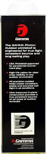 Miniatura 4 de Gamma Photon Outdoor Pickleballs, 40 Precision Molded Holes, Yellow, 3 Packs, 6 Packs, & 60 Packs, USAPA Approved for Tournament Play,