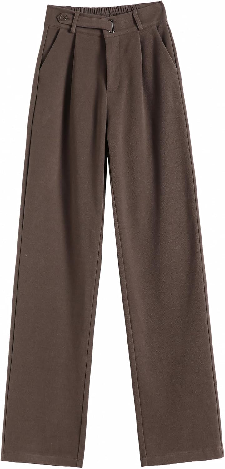 Women's Wool Loose Wide-Leg Pants, Autumn Winter Thickened Casual Straight-Leg