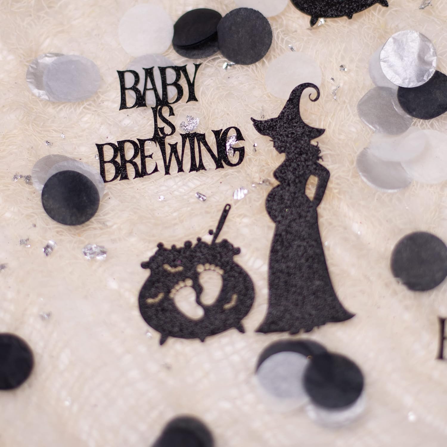 Halloween Baby Shower Decorations, A Baby Is Brewing, Confetti (Black, Silver, Hot Pink, Witch) : Handmade Products
