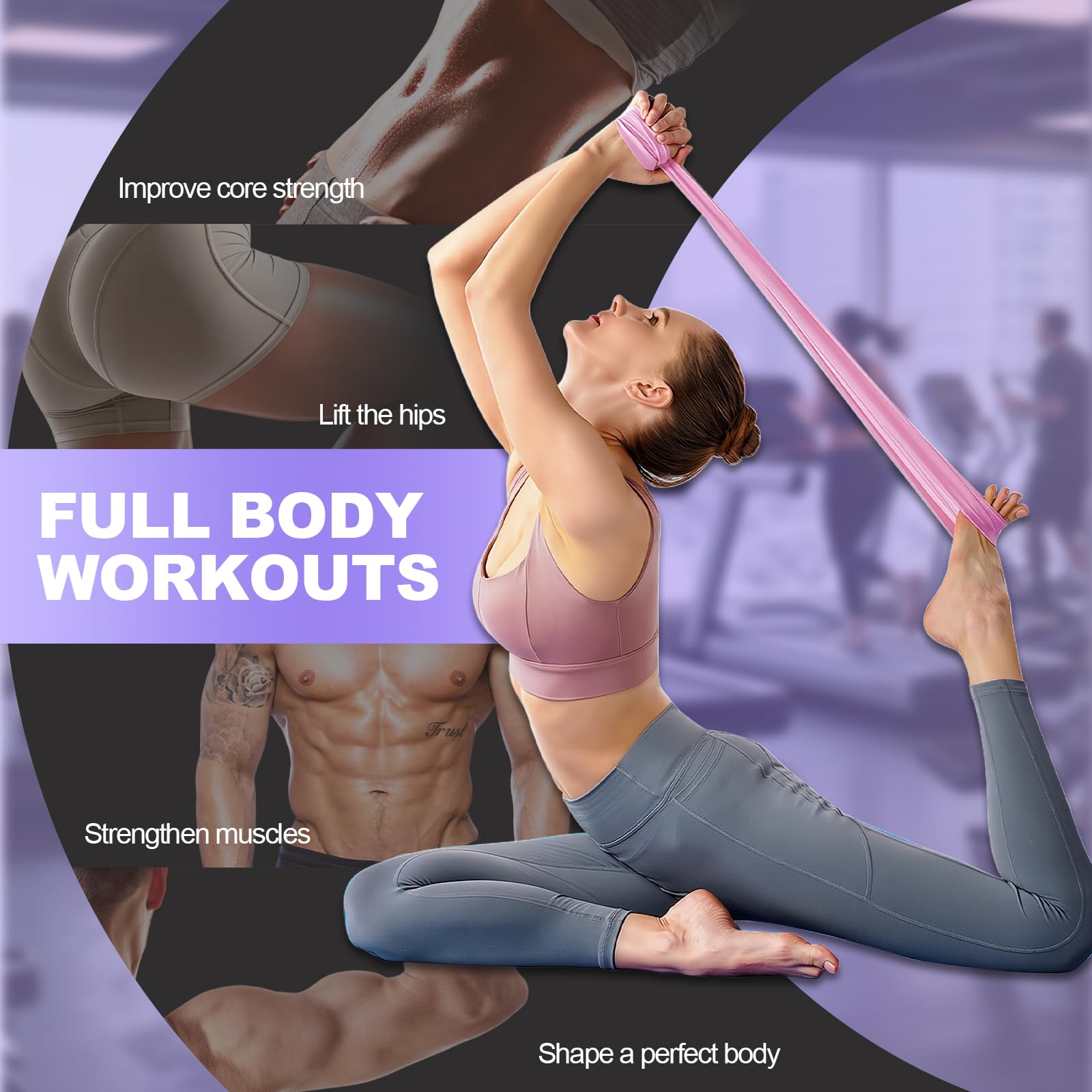 Rückenstützgürtel zur Haltungskorrektur mit Fitnessbänder,Verstellbarer Rücken Geradehalter und Schultergurt,Rückenstütze Haltungstrainer für Damen und Herren,für Büro,Sport und Alltag